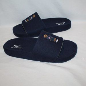 NIB POLO RALPH LAUREN MEN'S BEAR COTTON SLIDE NAVY‎ BLUE